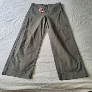 Marine Layer Pants Womens 8 Bridget Wide Leg Crop Olive Green Twill Chino NWT